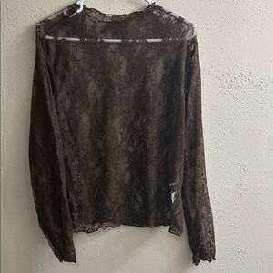 SHEIN Brown Lace Blouse